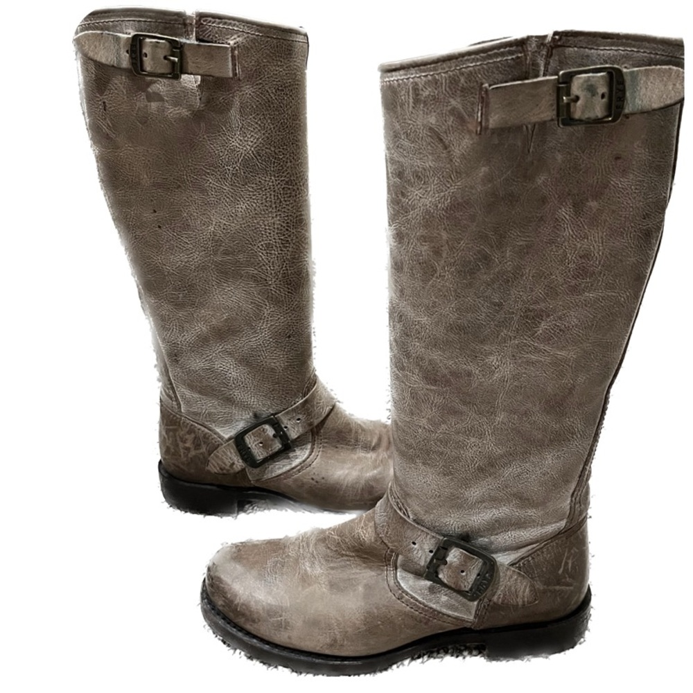 Frye Grey Leather Riding Boots